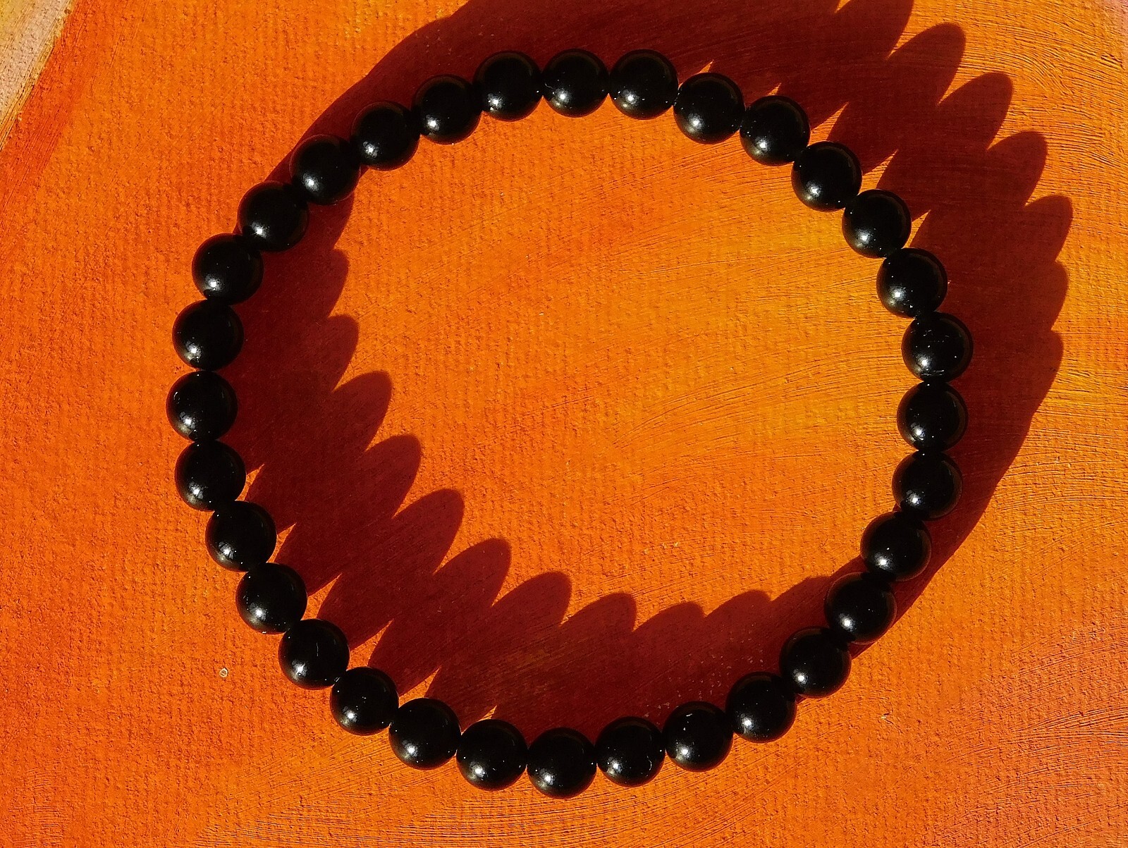 Mens / Ladies Handmade 6mm Gemstone Beaded Bracelet – Natural Black Agate stone.