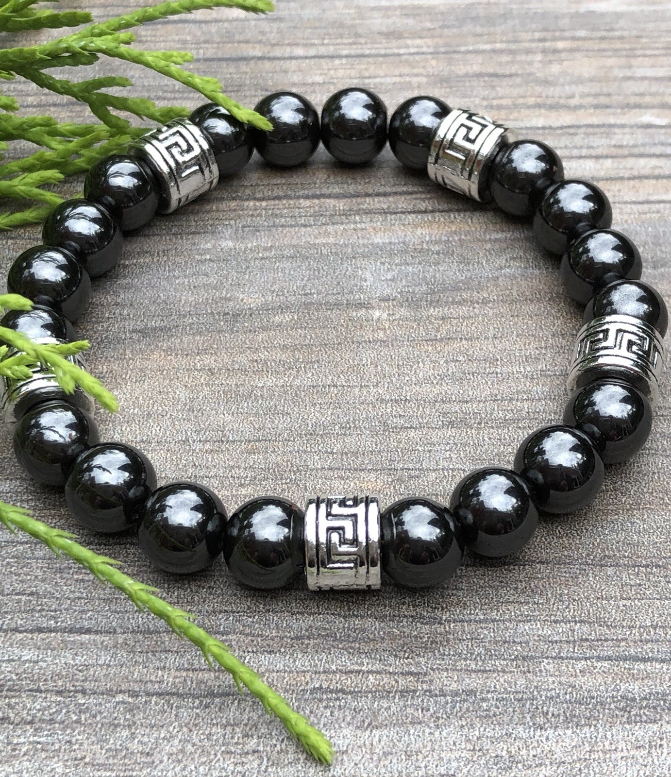 MEN & WOMEN’S UNISEX MAGNETIC HEMATITE THERAPY & GREEK SPACERS BRACELET ALL SIZE
