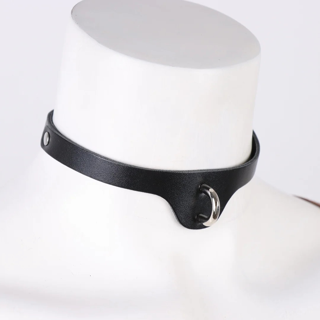 Sexy Harajuku PU Leather Collar Belt Pendant Necklaces Women Punk Neck Choker
