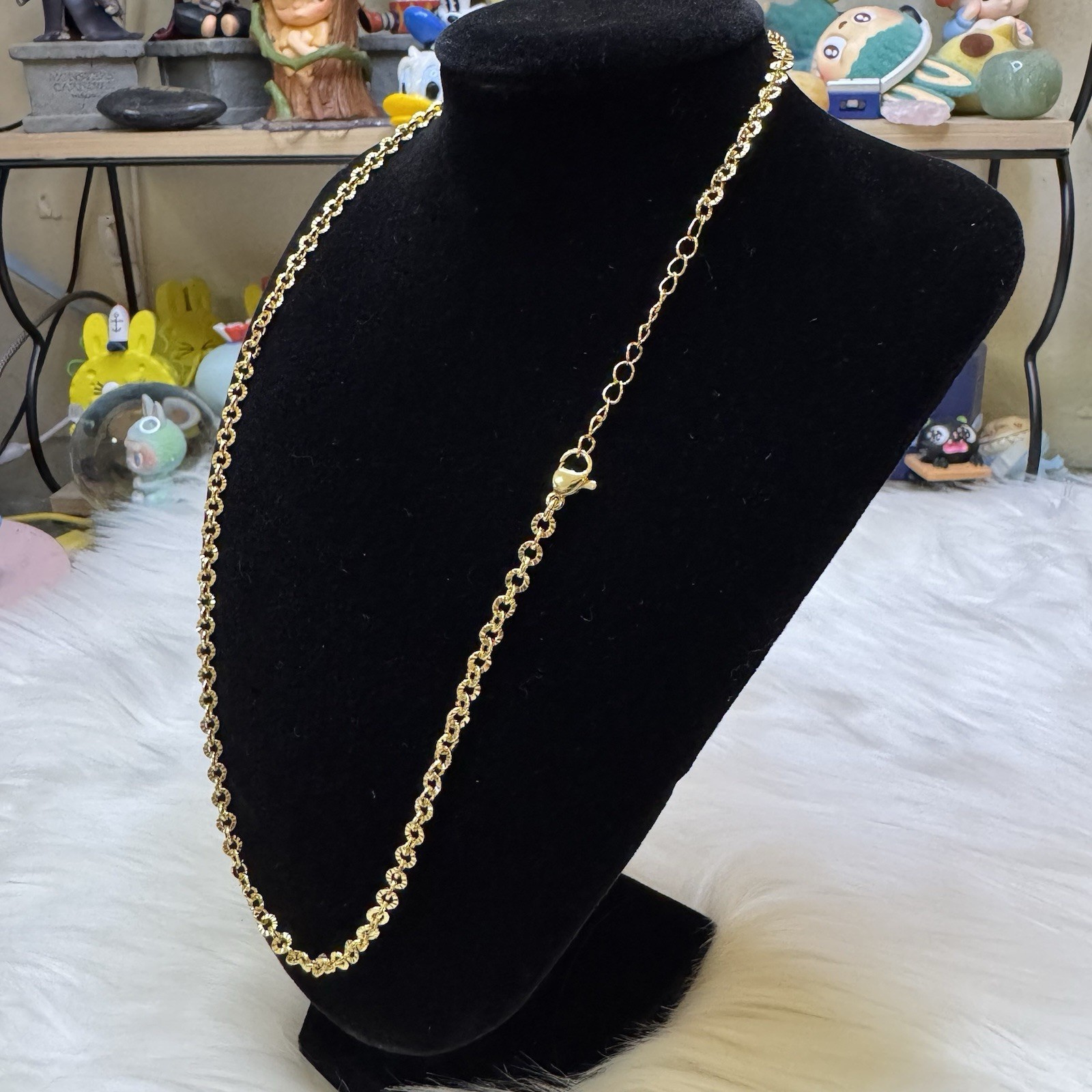 Vintage Necklace Monet Rolo Link Chain Diamond Cut 18K Gold Filled, 19in, 3.77mm