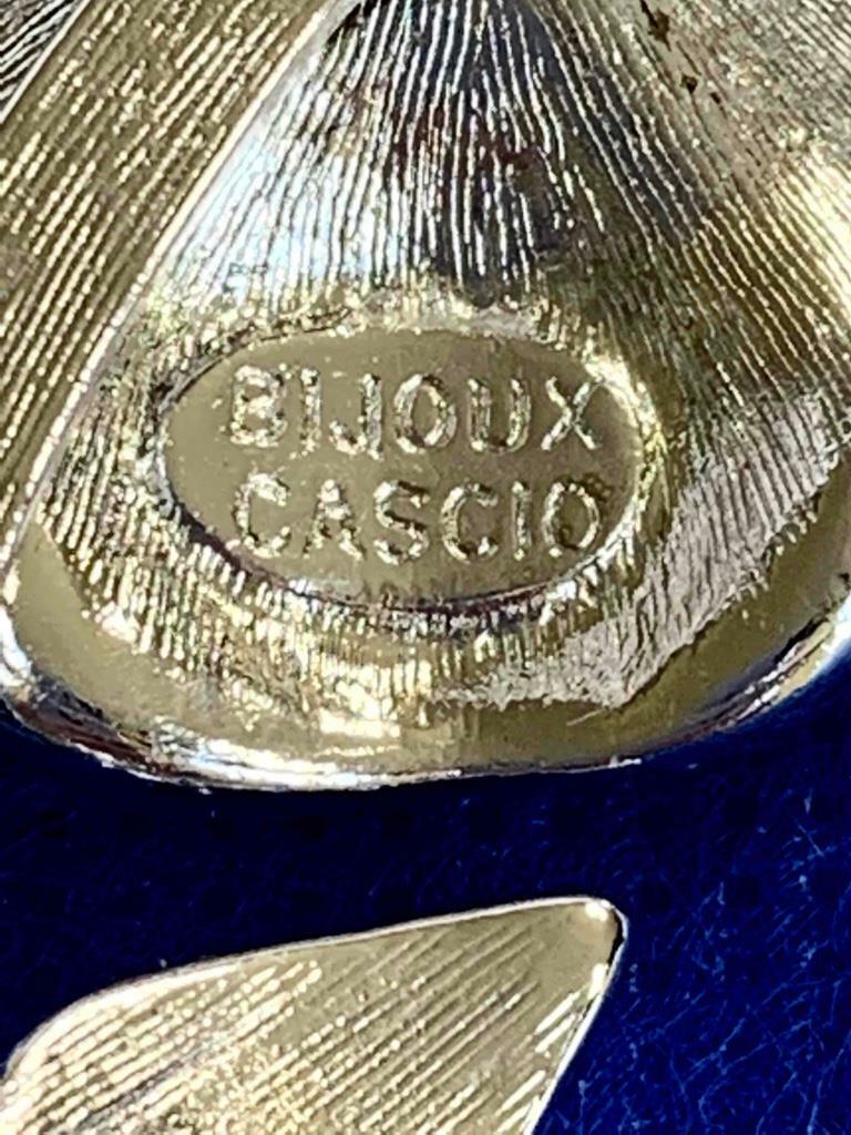 WOW! Signed Bijoux Cascio Silver Tone, Rhinestone & Copper Finish Floral Brooch