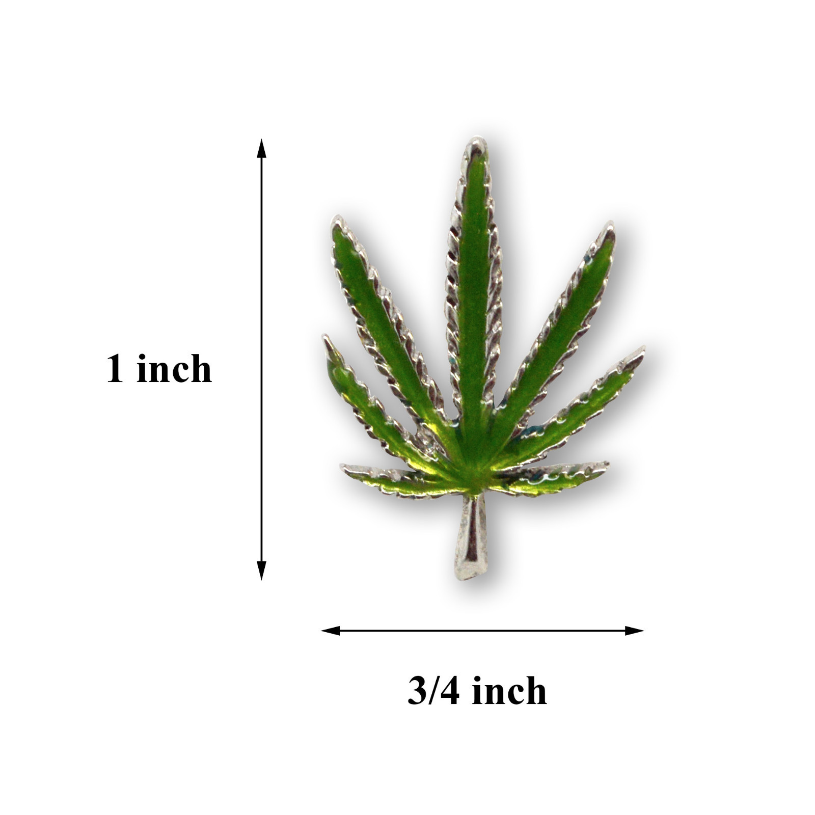 Marijuana Weed Pot Leaf Green Enamel on Pewter Jacket or Hat Pin Medium PIN-17E