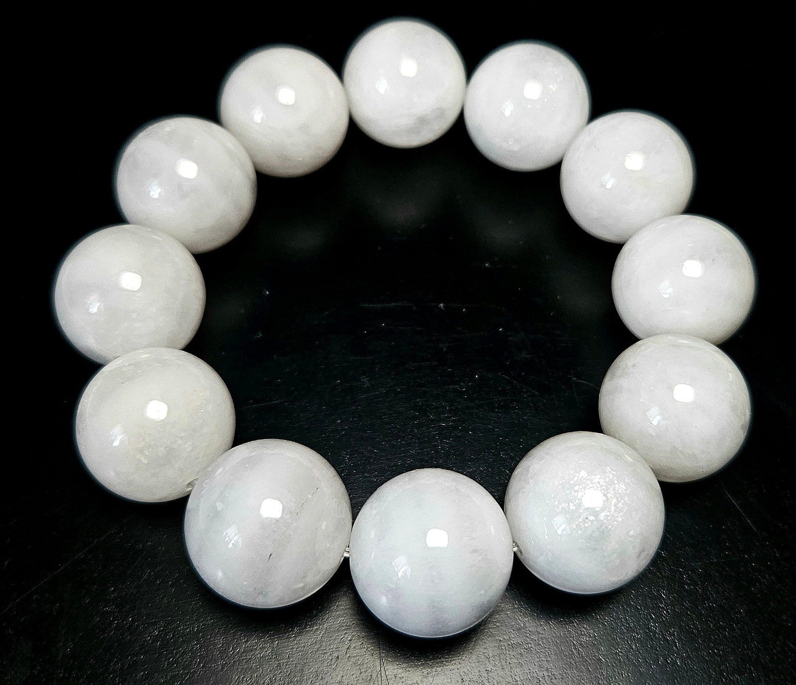 🤍19 mm While Phantom Quartz Bead Bracelet-Good Energy