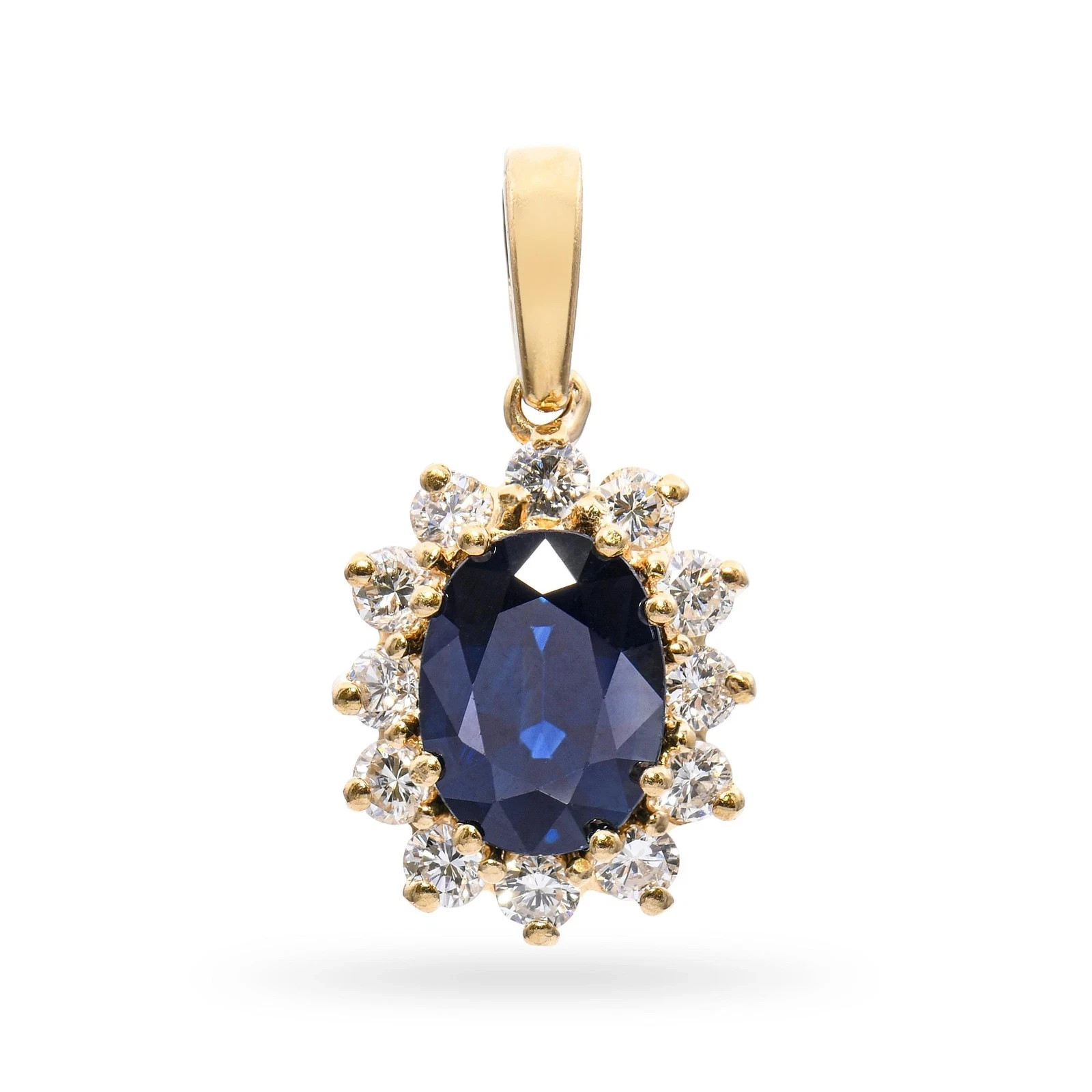 2.30 Ct Oval Cut Blue sapphire Pendant Wedding Pendant 14k Solid Yellow Gold