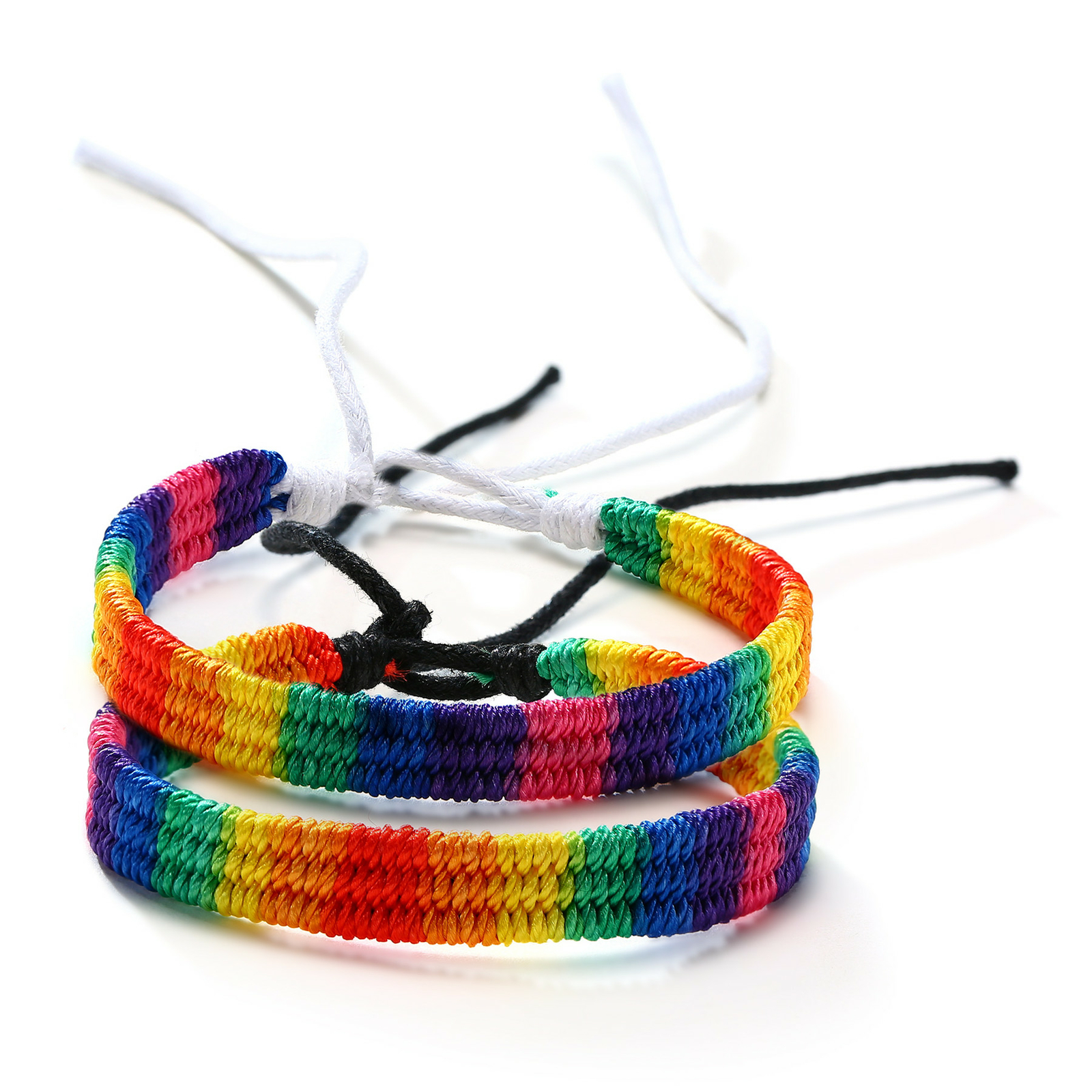 2pcs Rainbow LGBT Lesbian Gay Pride Friendship Briaded Rope Adjustable Bracelets