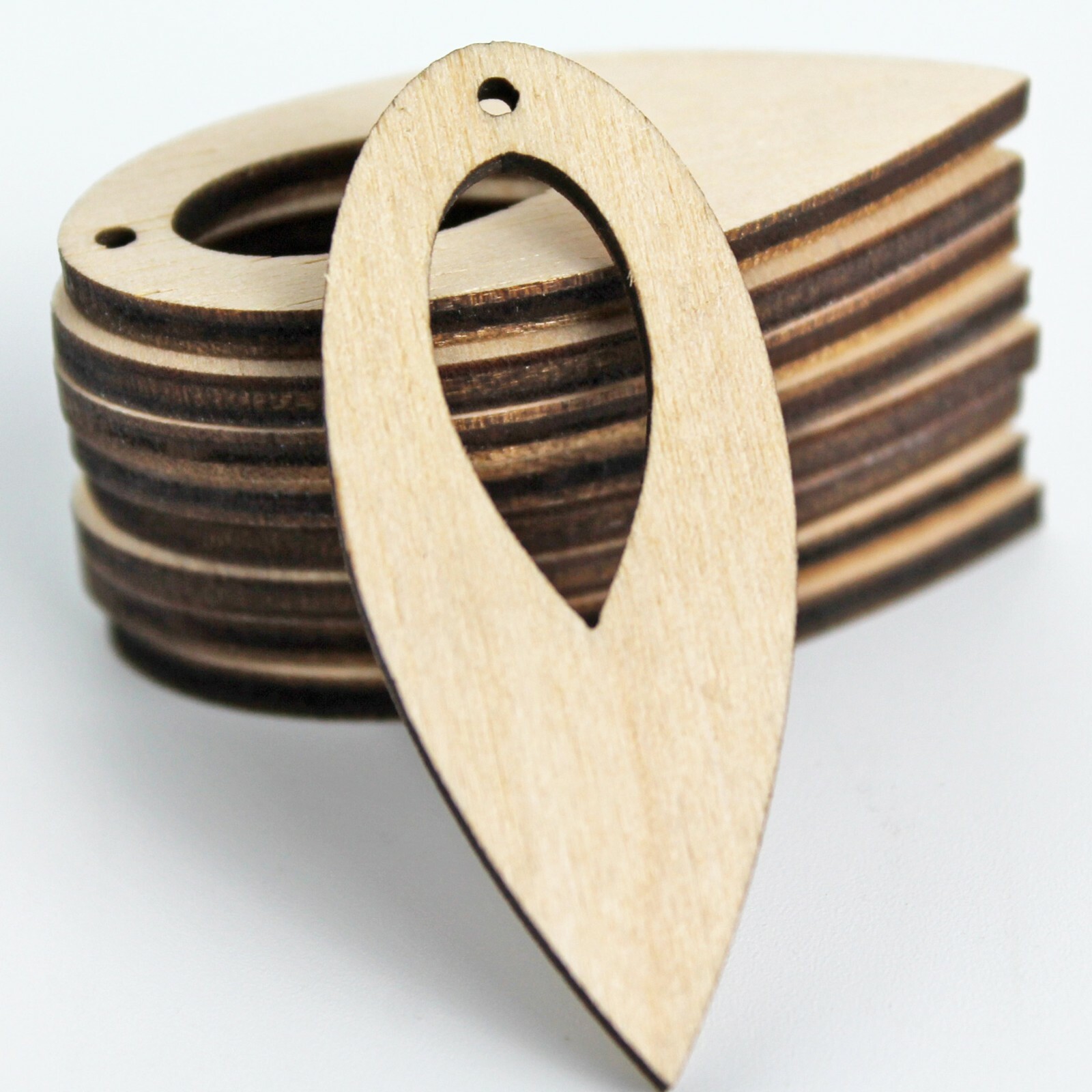 ALL SIZE (12-100pc) Unfinished Wood Reverse Slim Teardrop Cutout Earrings Blanks