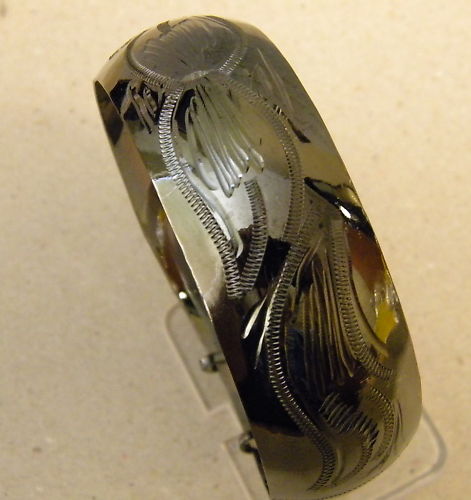 Lady’s Women’s Black Ion Plated Extra Wide Bangle Bracelet 26mm Free Shipping