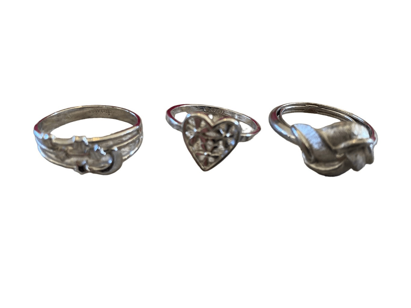 Lot of3 Vintage Rings Silver Tone Heart Moon Stars Jewelry Anniversary Love Gift