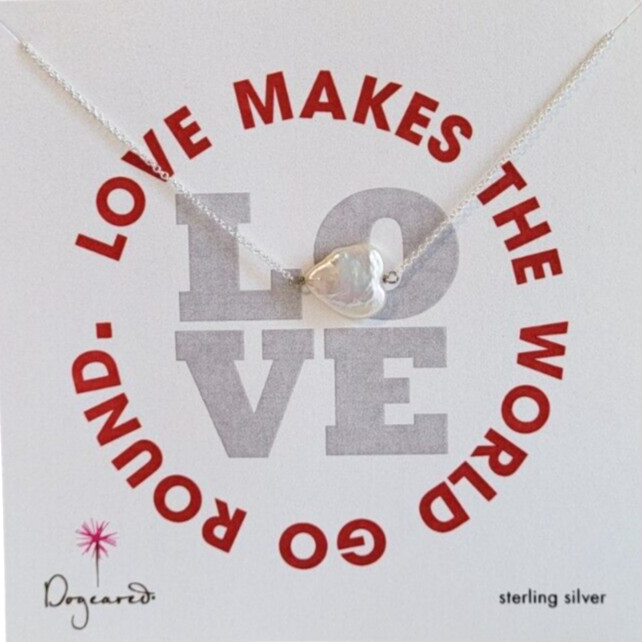 Mother of Pearl Heart Love Necklace 16″ Silver Chain Dogeared Jewelry