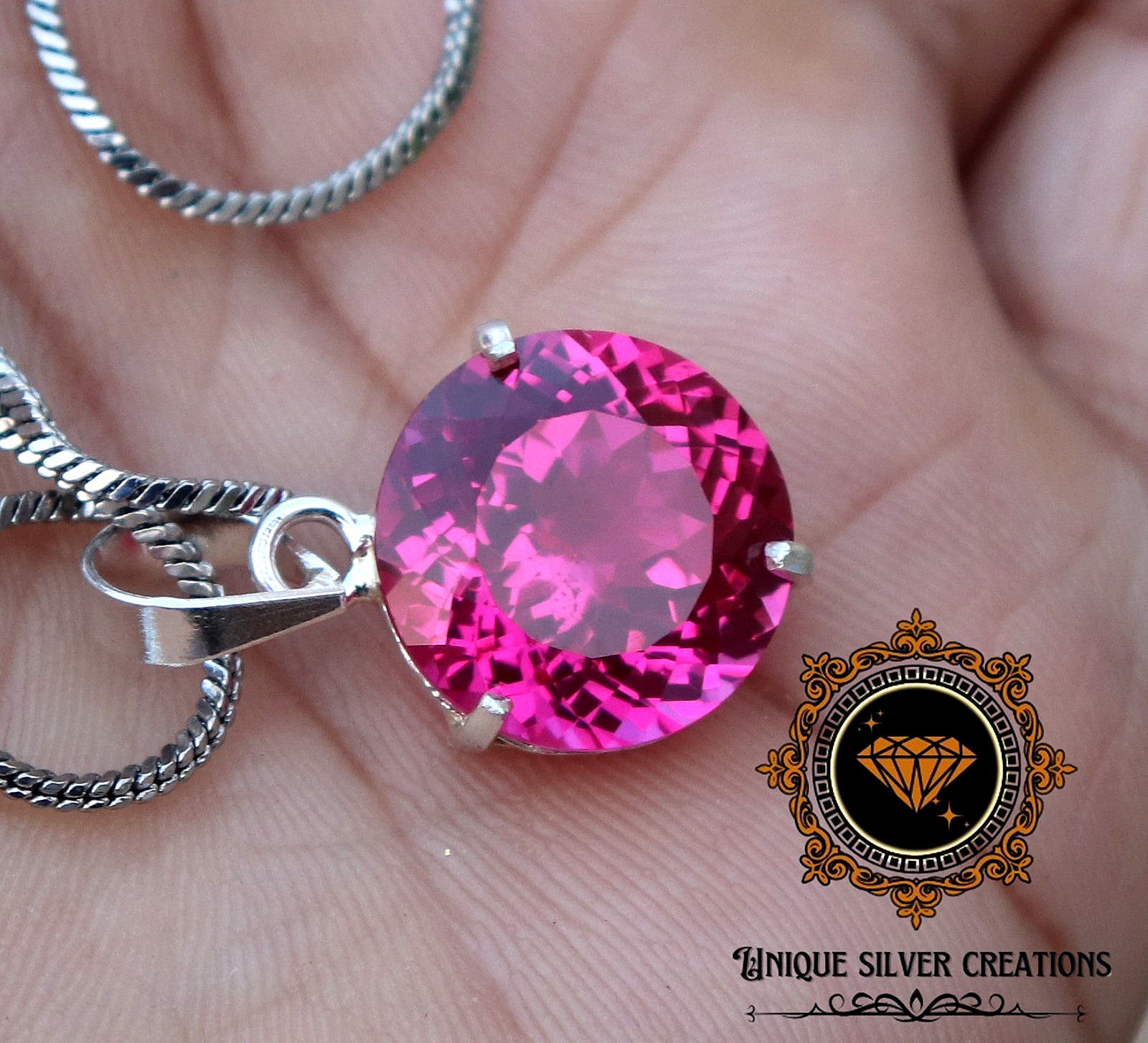 Natural Certified Pink Ruby Loose Gemstone Pendant Solid 925 Sterling Silver