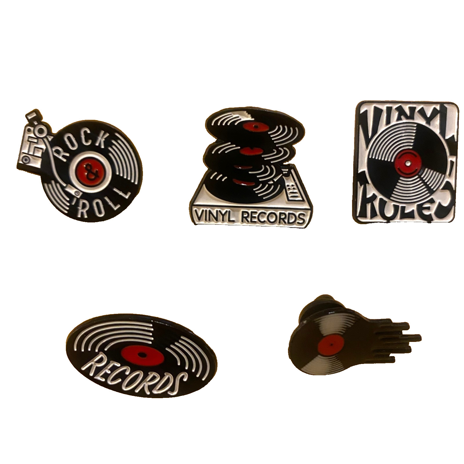 Vinyl Records Music Enamel Pins 5 count of pins