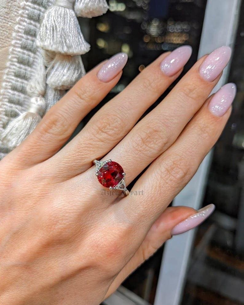 Vintage Cushion Cut Ruby Ring 925 Sterling silver Women’s Ring Gift For Her.
