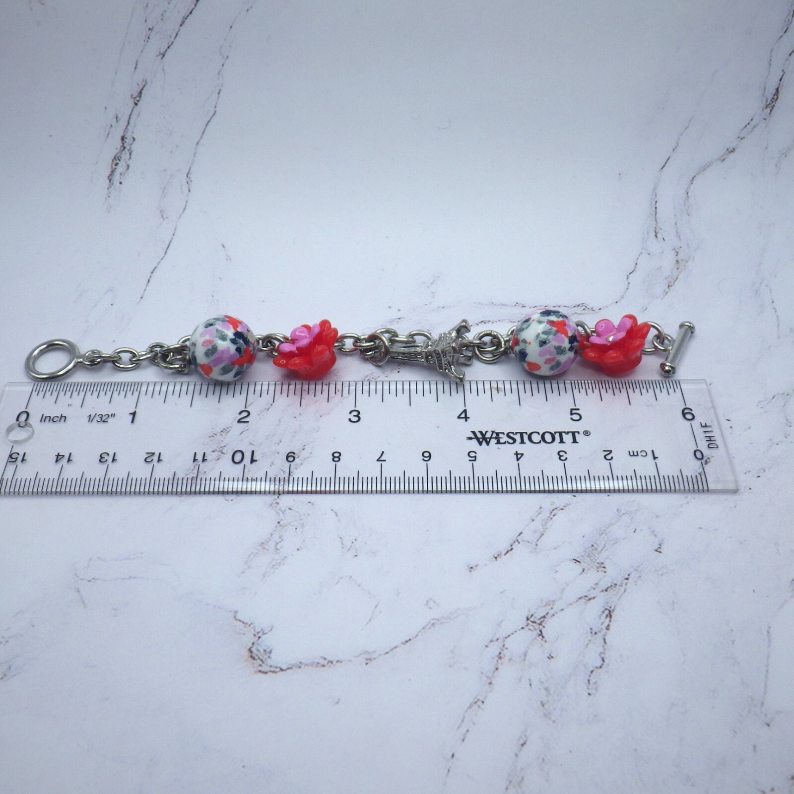 Set of 3 Bracelets Gymboree Charm Eiffel Tower Flowers Austrian Crystals Pastel