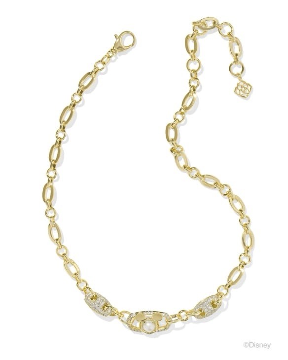 Disney Parks x Kendra Scott Gold Tone Mickey Crystal & Pearl Necklace NWT