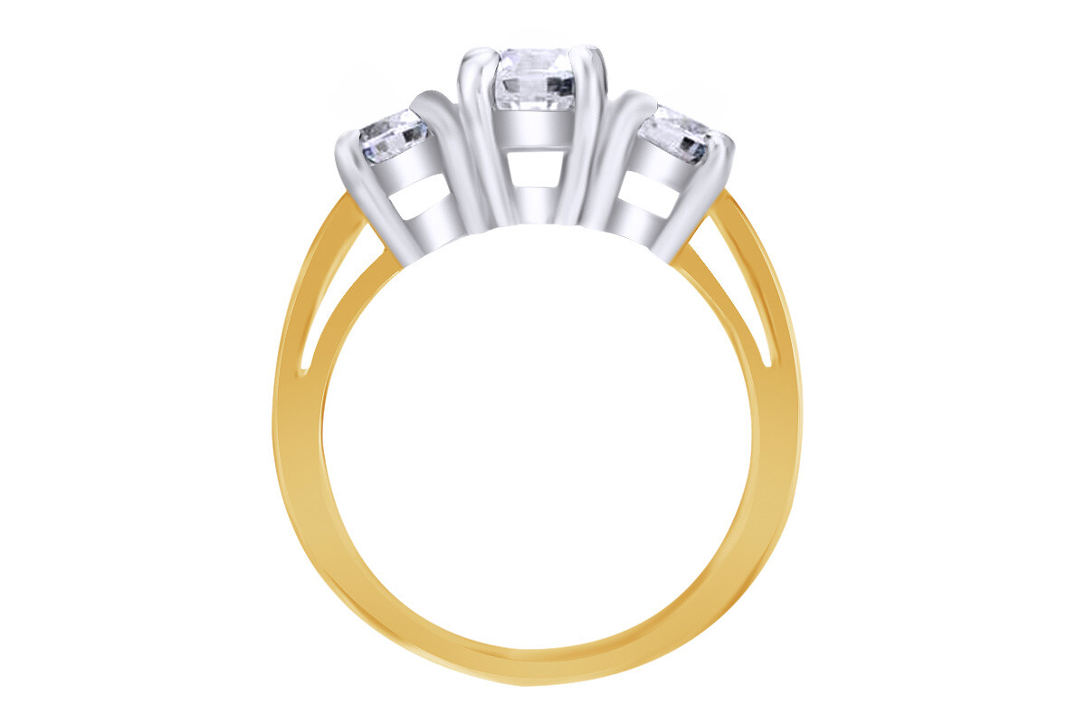 2.13 Ct Round Brilliant Cut Three Diamond Ring Solid 14k Multi-tone Gold Sz 8