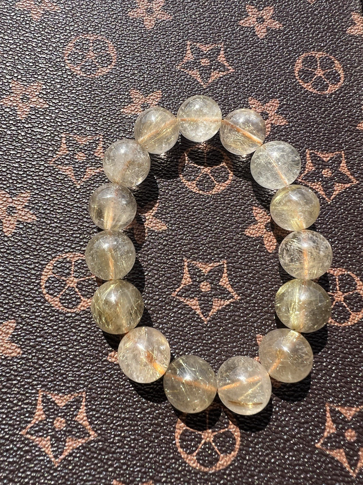 Natural Gold Rutilated Quartz Bracelet 17mm