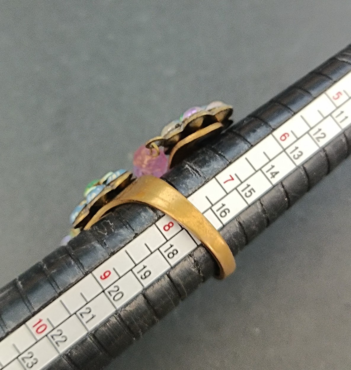 Michal Negrin Split Shank Floral Ring Romantic Boho Crystal Charm Statement VTG