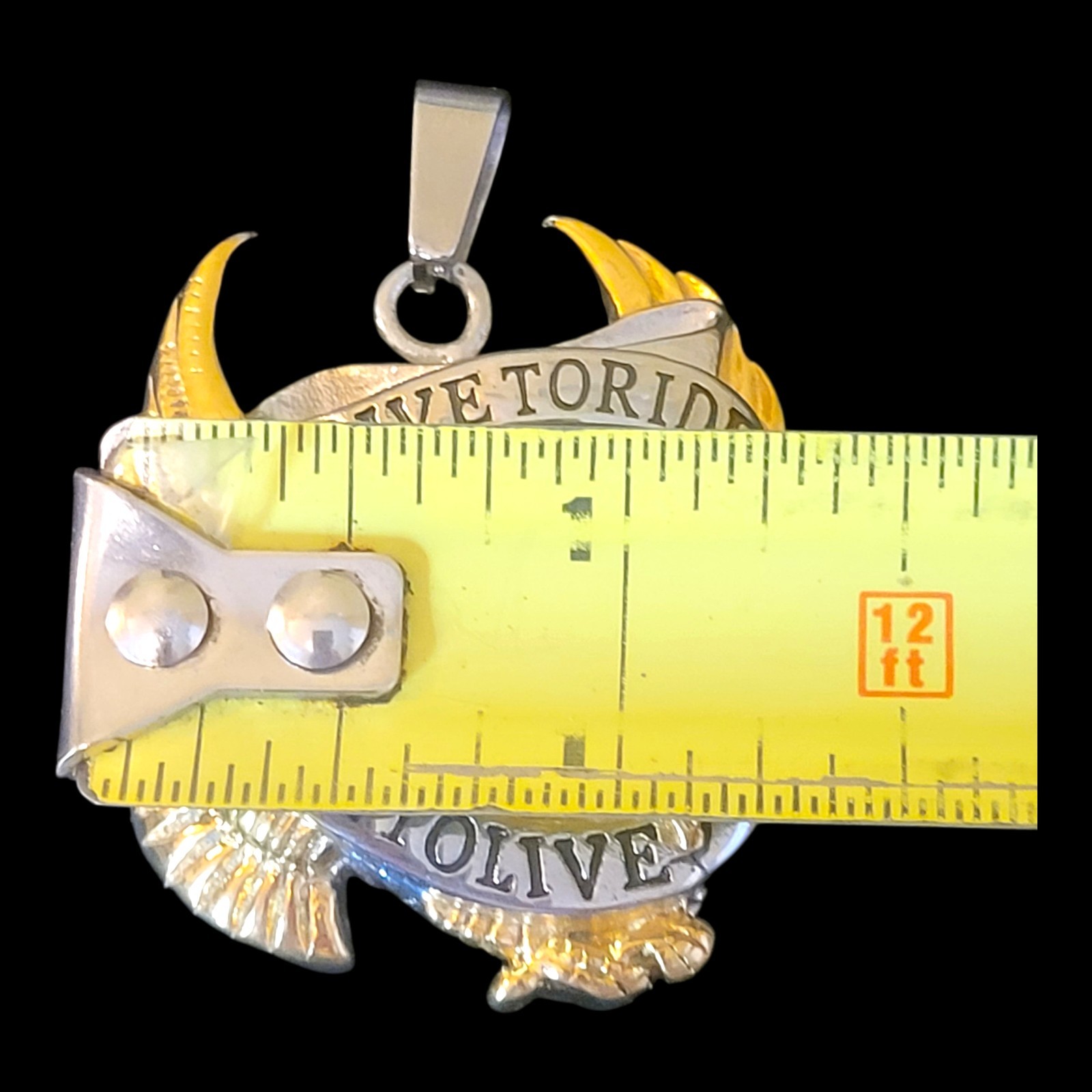 Mens Motorcycle Biker Eagle “Live To Ride, Ride To Live” Necklace Pendant