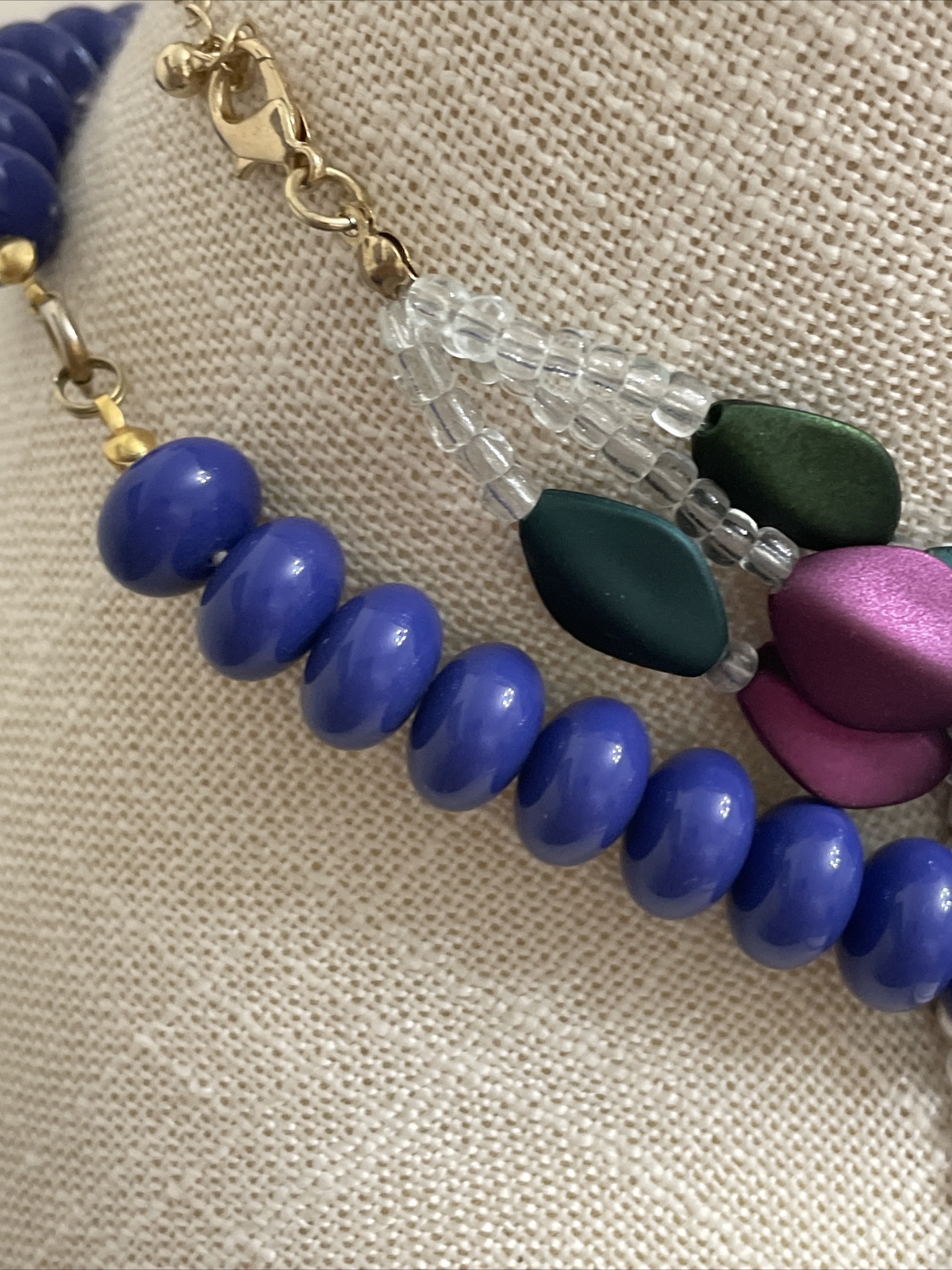 Lot Vintage Bead Necklaces Blue Purple Strands 18” – 28” Peacock Brilliance