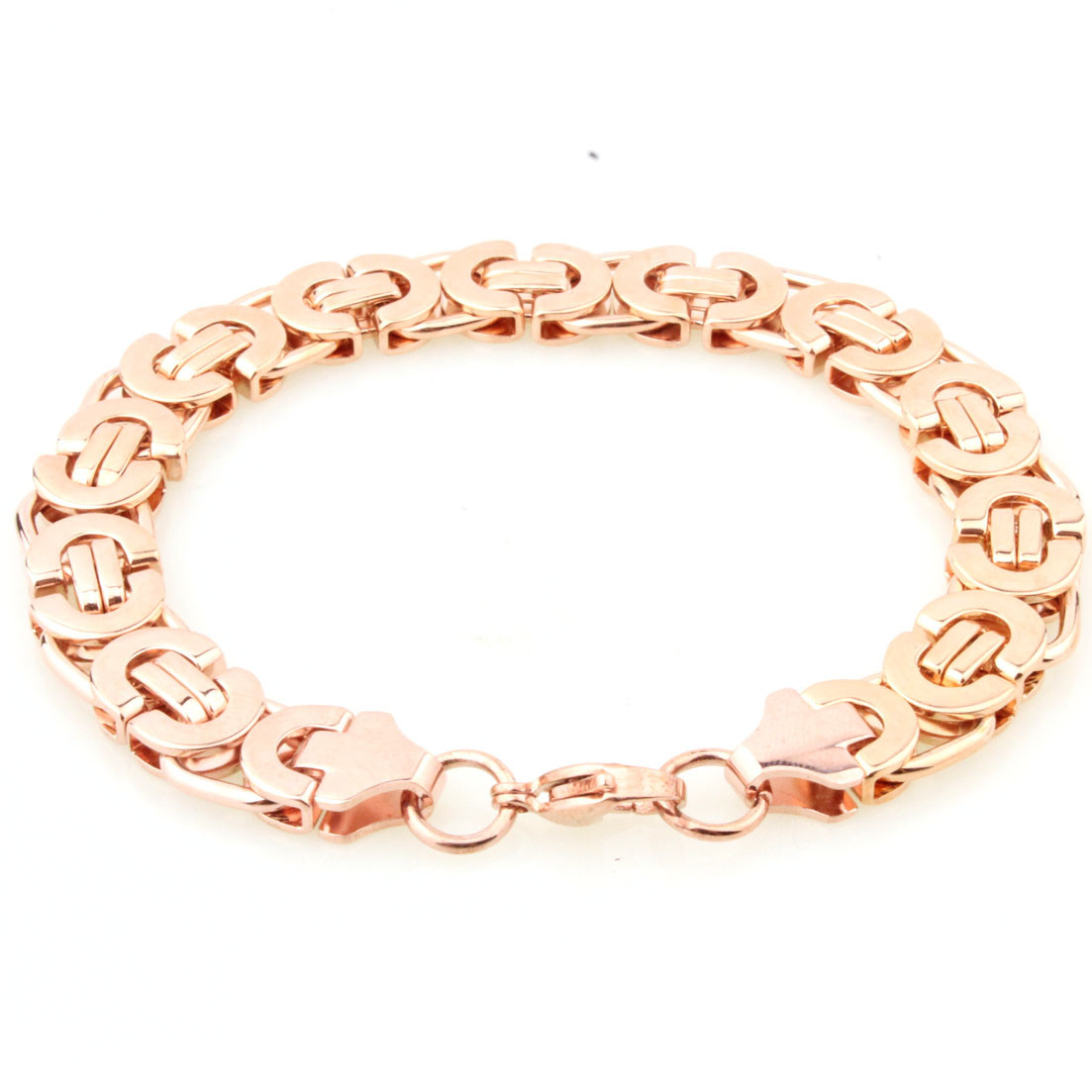 Rose Gold braclets&bangle for Cool Men Stainless Steel Byzantine Bracelet 7″-11″