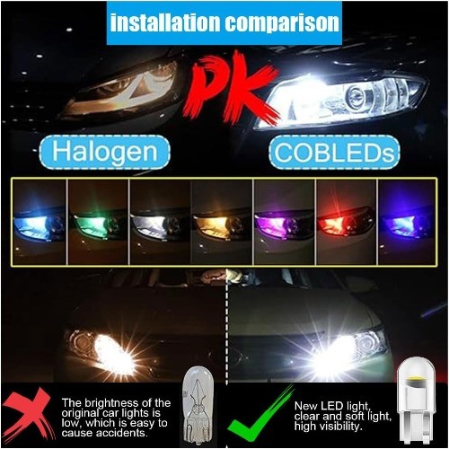 30-Pack 194 LED Car Light Bulbs, 0.36W 12V T10 6000K COB Interior B Style: RED