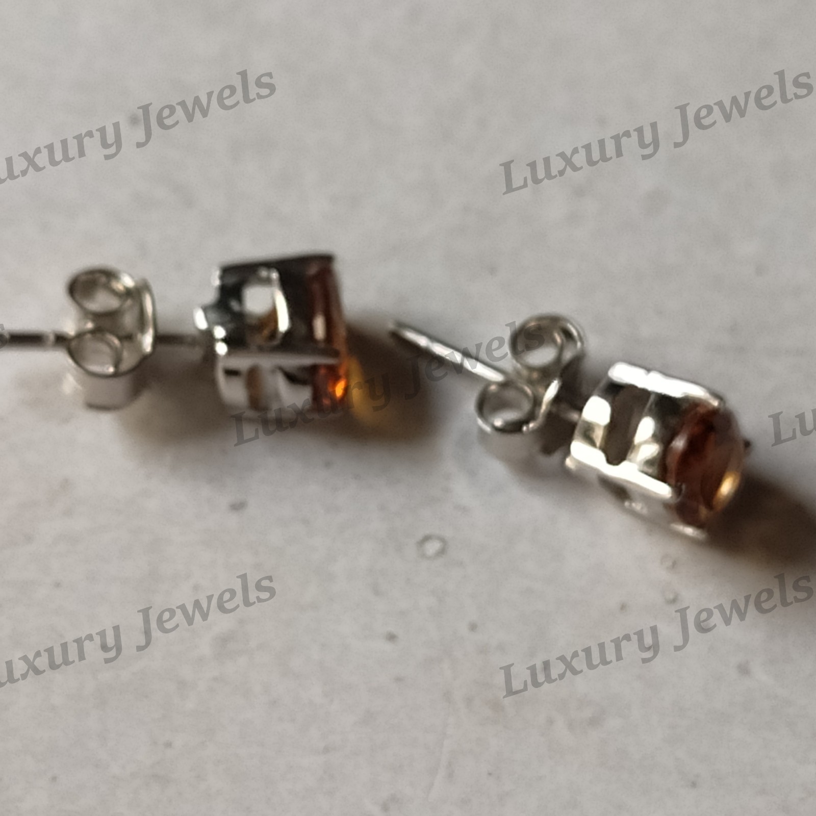 Brandy Citrine 925 Sterling Silver Earrings Natural Gemstone Stud Women