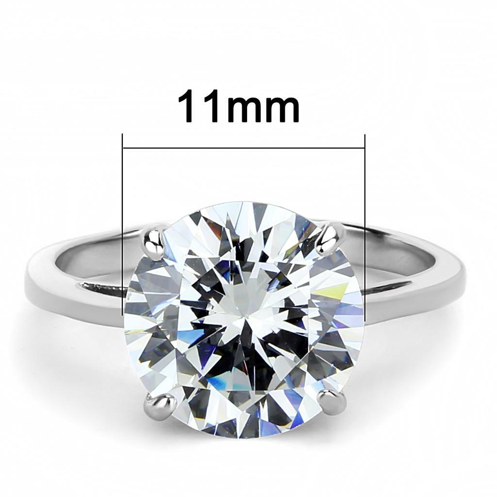 TK3428 – High polished (no plating) Stainless Steel Ring with AAA Grade CZ in