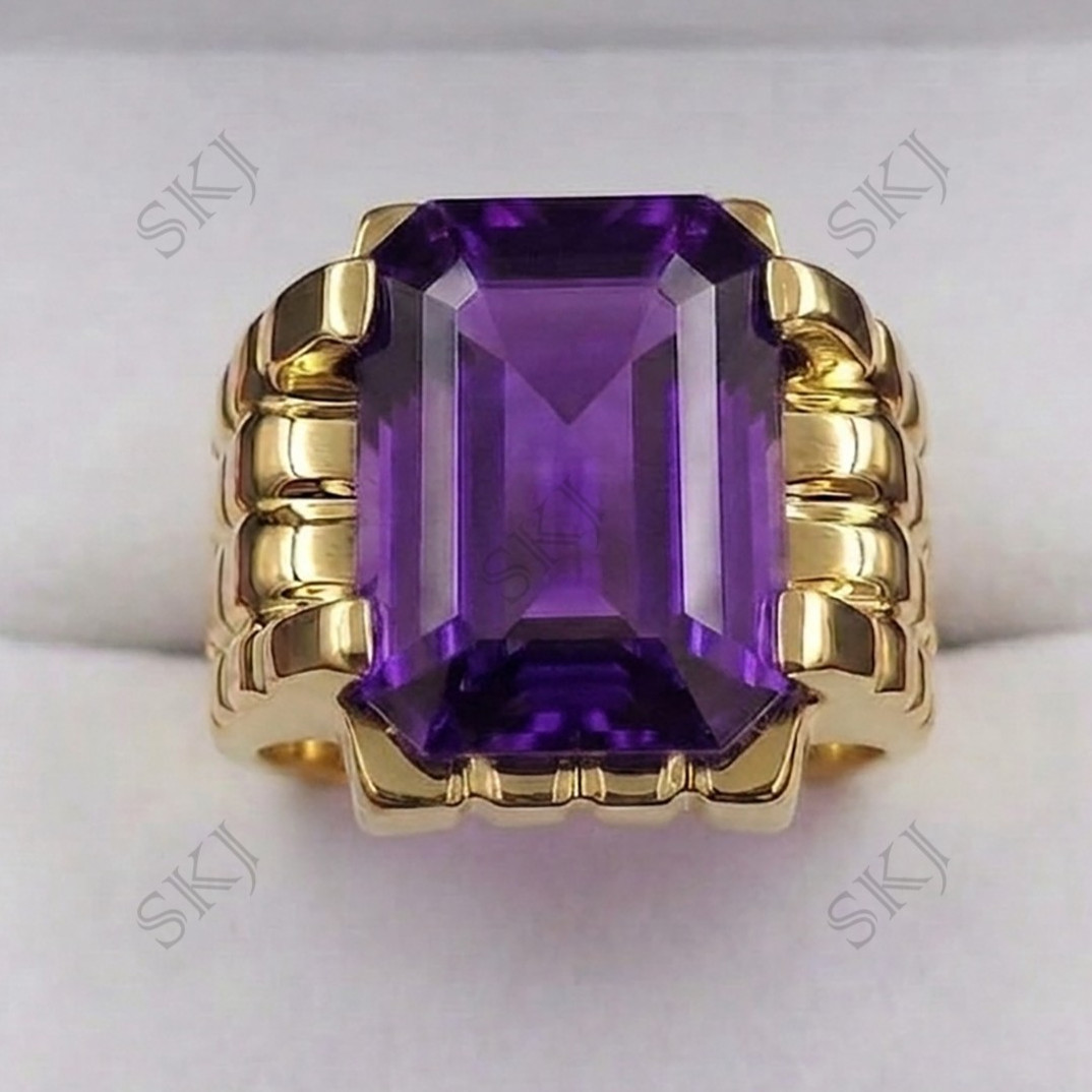 NAtural Amethyst Ring 925 Sterling Silver Stylish Mens Ring, Hand MAde Ring