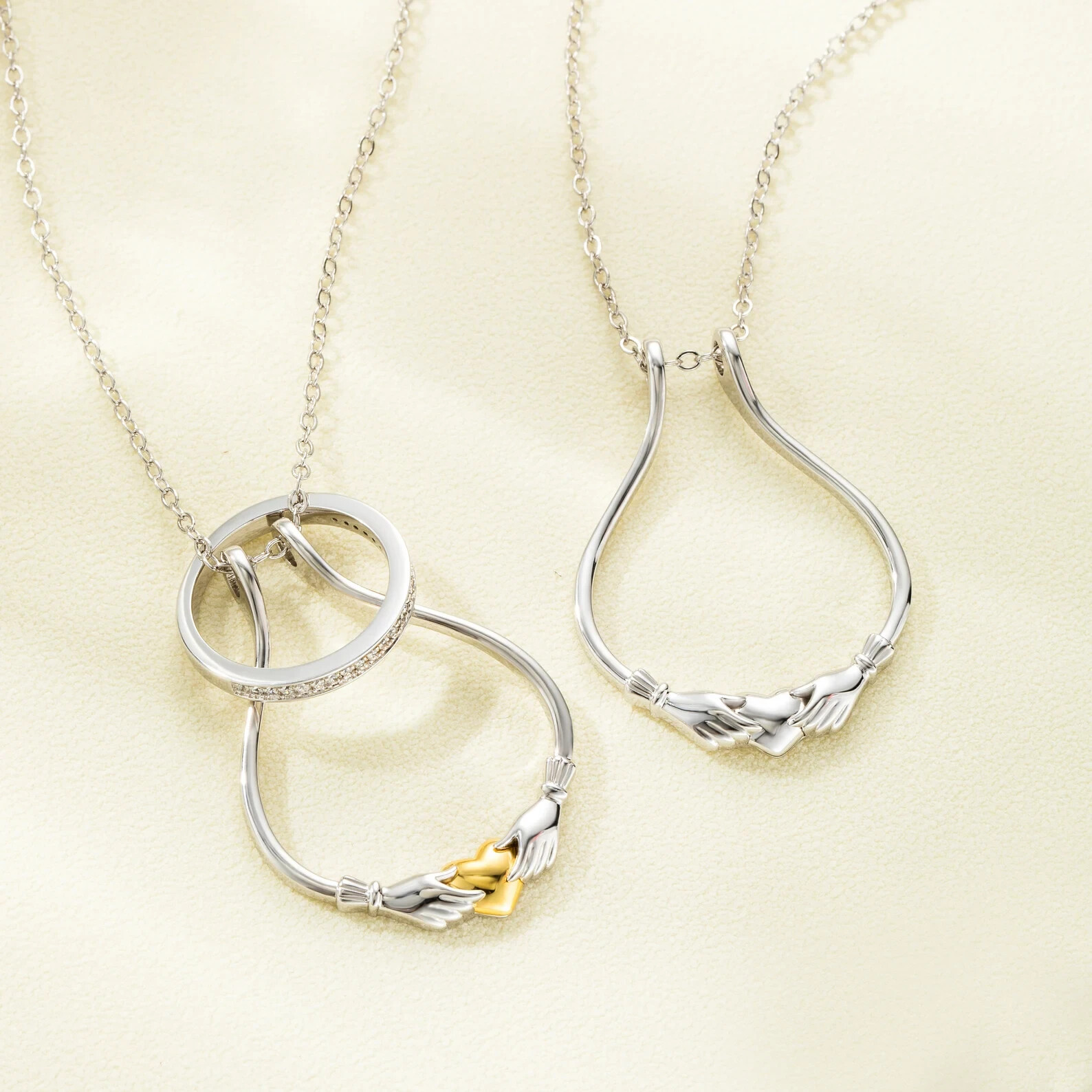 Ring Holder Necklace with Claddagh Heart, Sterling Silver Ring Keeper Nurse Gift