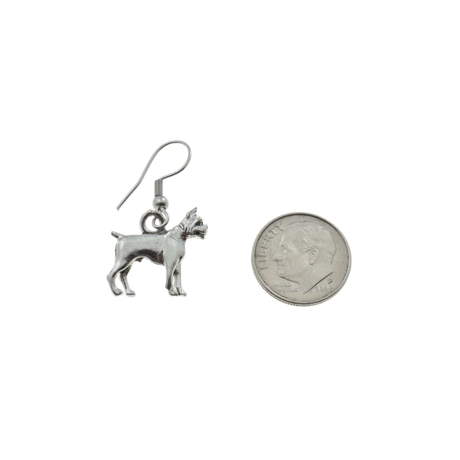 Boxer Dog Earrings in Silver Pewter |19mm x 17mm Boxer Charm | Dog Mom | Earr…