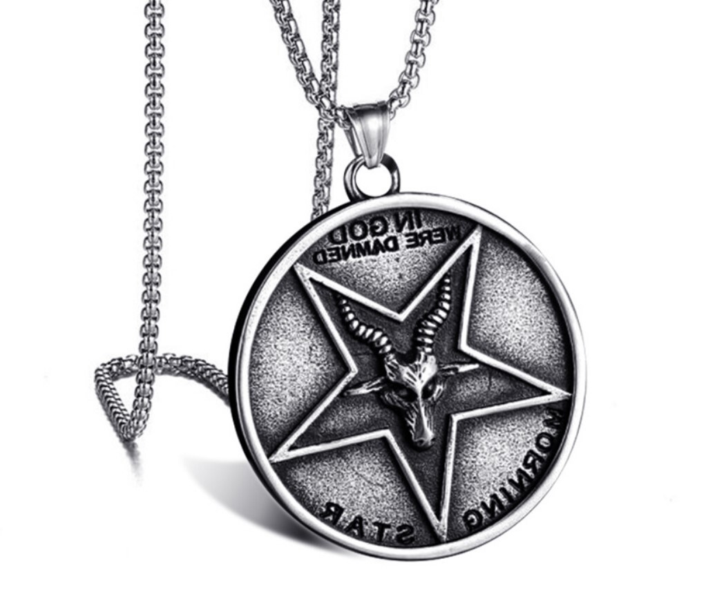 Sigil of Baphomet Pentagram Necklace Church of Satan Medallion Goat Devil Occult