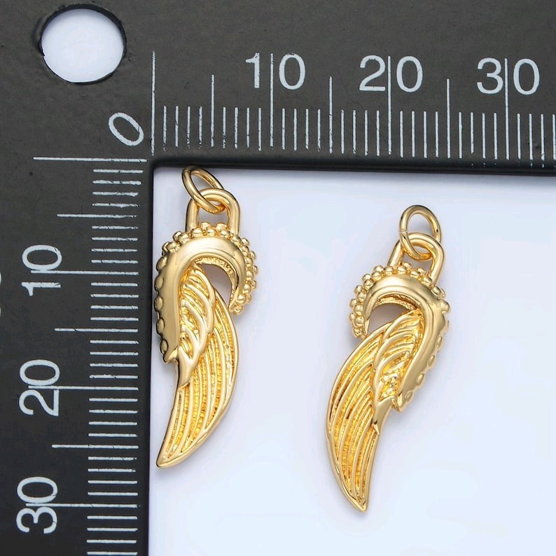 14K Gold Filled Mini Angel Wings Charm Small Feathered Pendant for Jewelry Makin