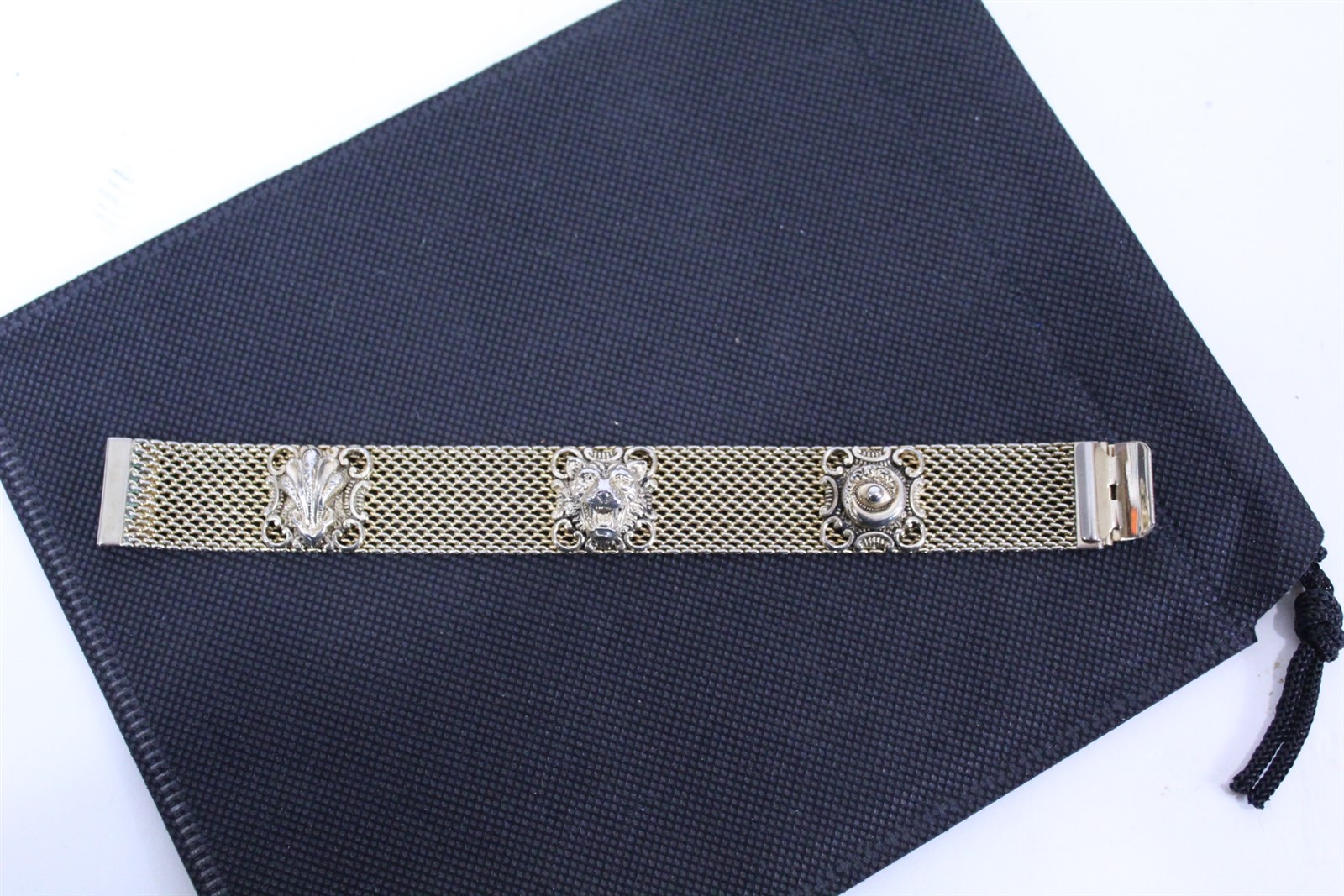 Bracelet 6 3/4″ Gold-tone Alloy Bracelet Weave 3/4″ wide Stamped Marino