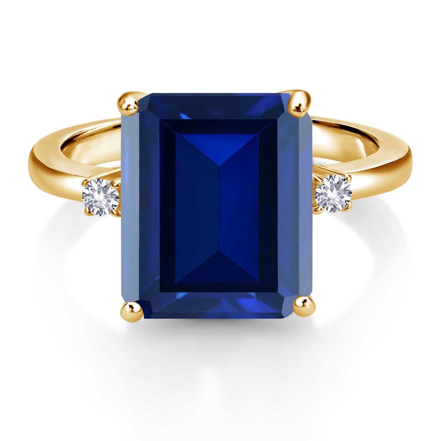 6.78 Ct Simulated Sapphire White Created Sapphire 18K Yellow Gold Plated Silver