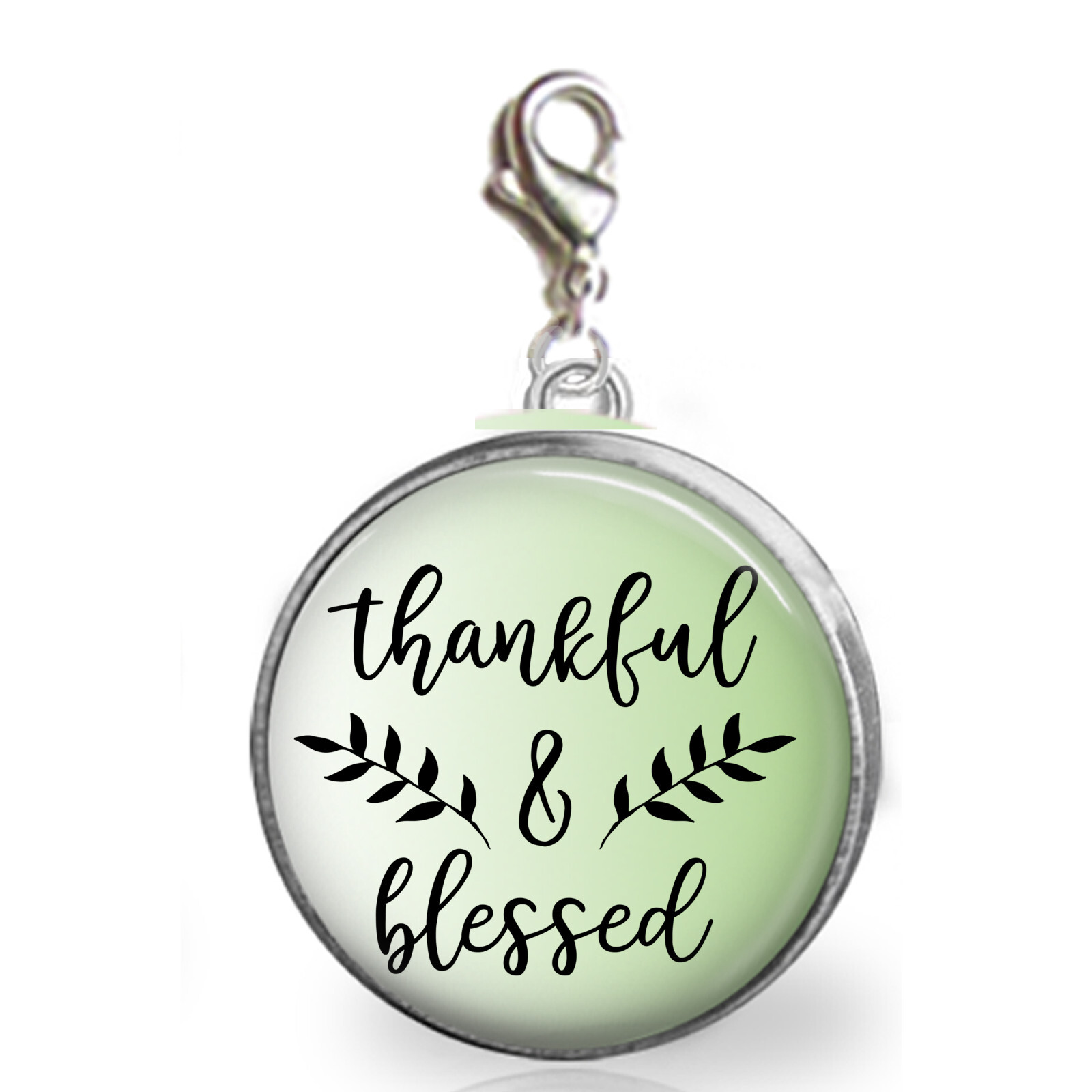 Thankful & Blessed Clip On Charm for Bracelet Zipper Pull Purse Charm Grateful