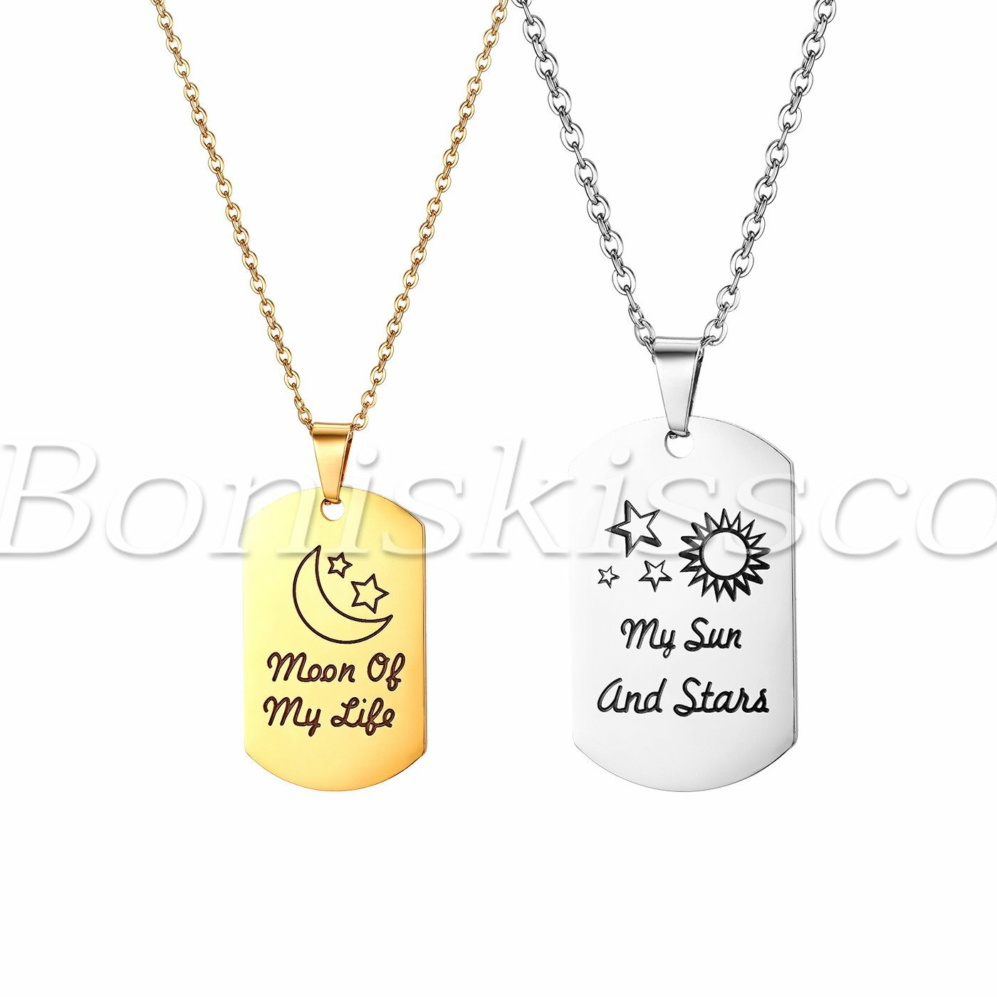 “Moon of my life””My sun and stars” Stainless Steel Couple Love Pendant Necklace