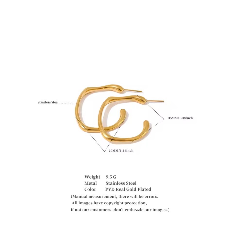 ZARD Irregular Wave Hoop Earrings in Vermeil Gold