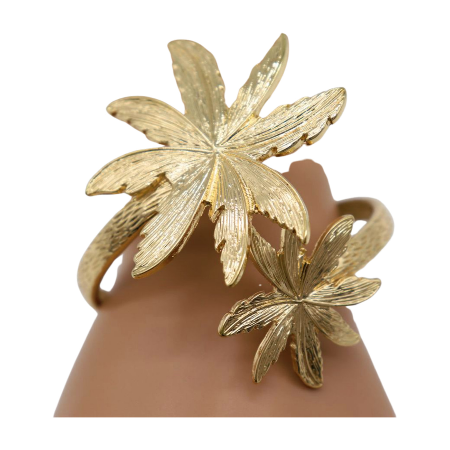 Women Wrist / Arm Cuff Bracelet Gold Metal Flowers Wrap Around Cute Accessory