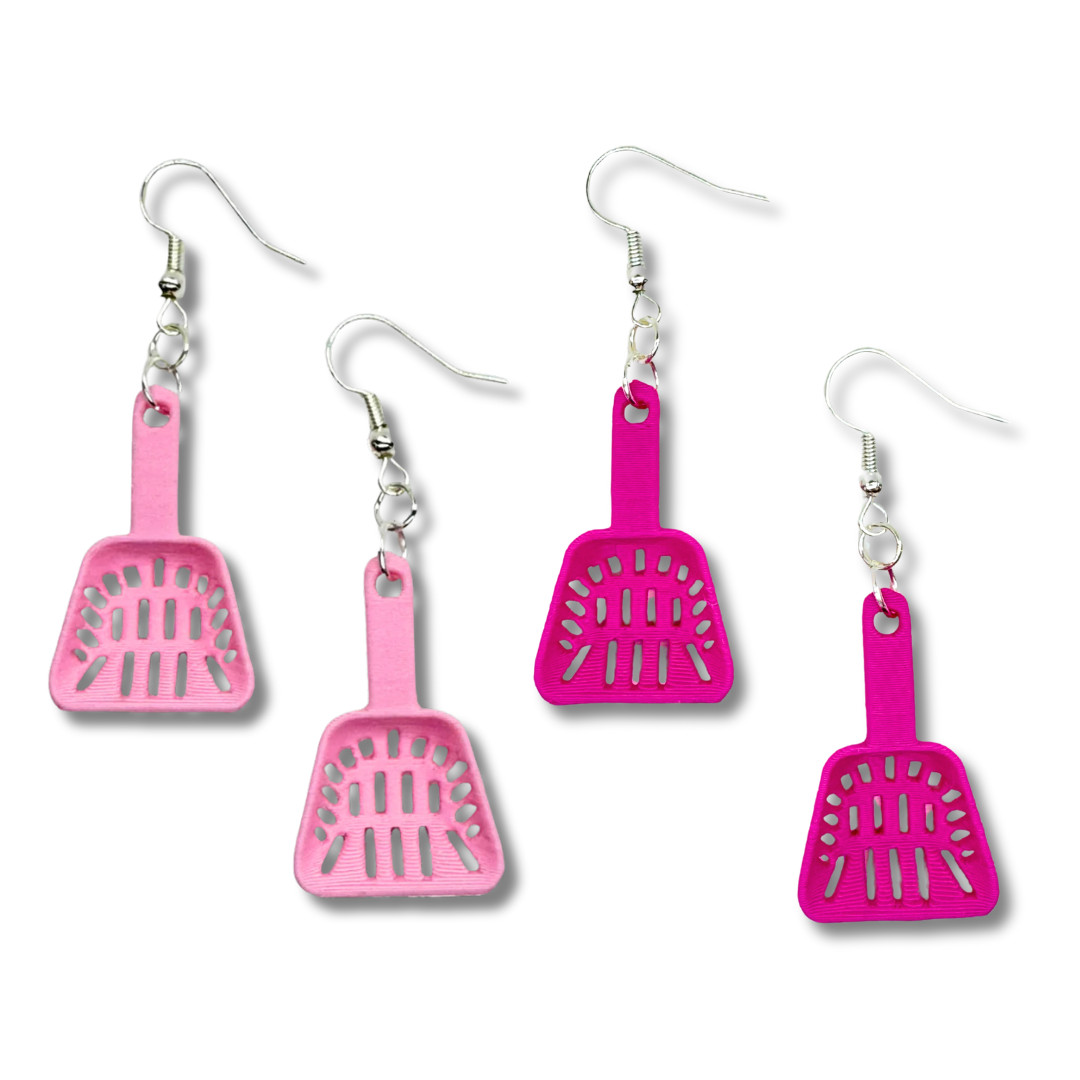 Cat Litter Scooper Earrings Weird 3D Printed Jewelry