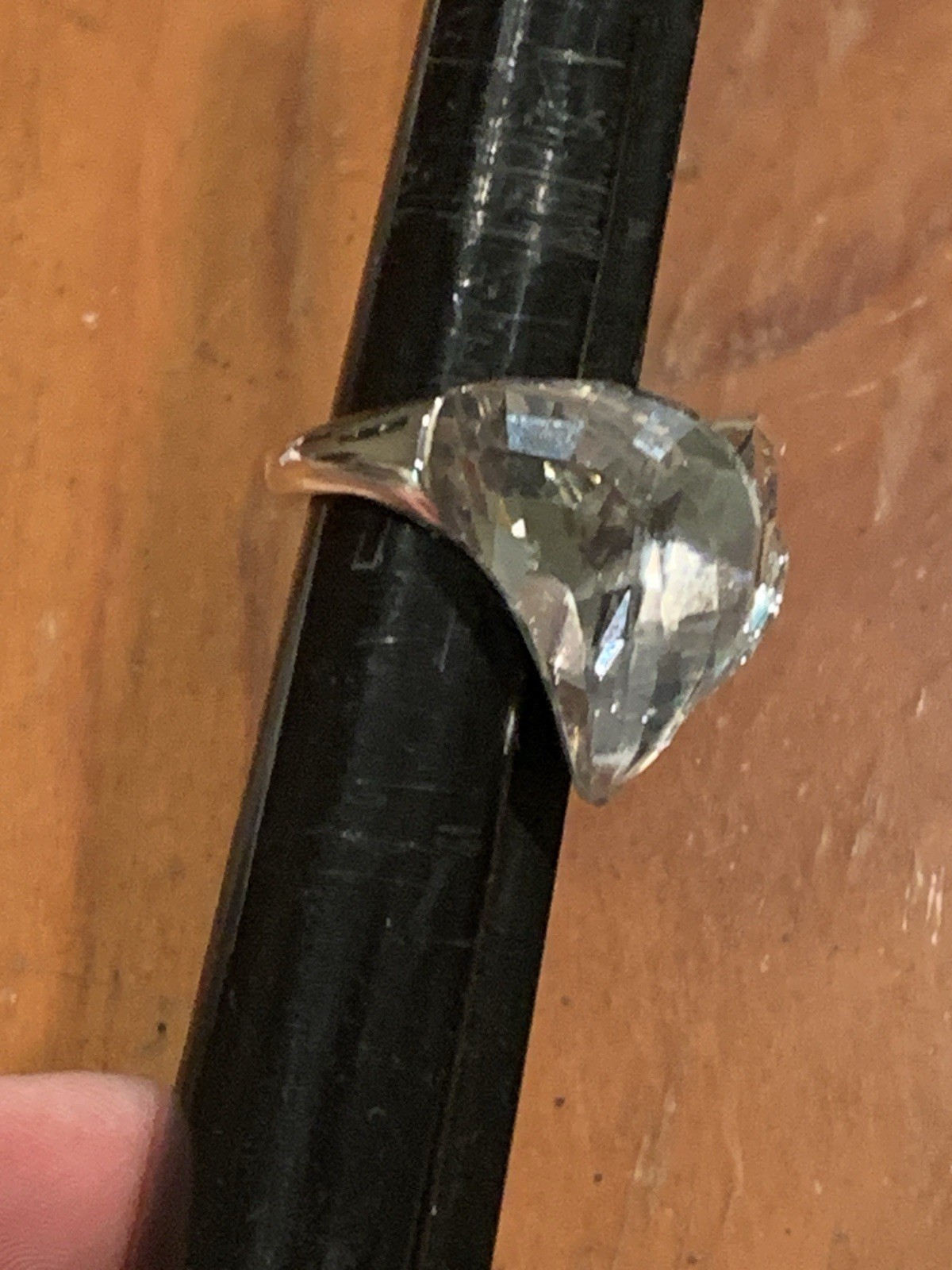 RARE Swarovski Swan Signed Crystal Large Heart Cocktail Ring Size 8.75 STUNNING