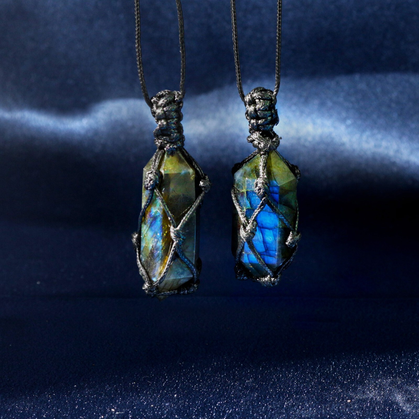 Genuine Labradorite Wire Wrapping Pendant Healing Protection Women Men Necklace
