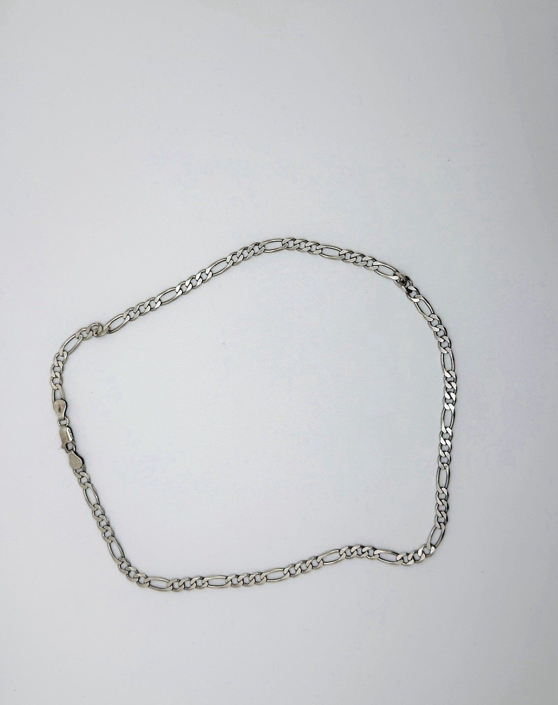 Sterling Silver Figaro Chain Necklace 17in Silver Tone Unisex Durable