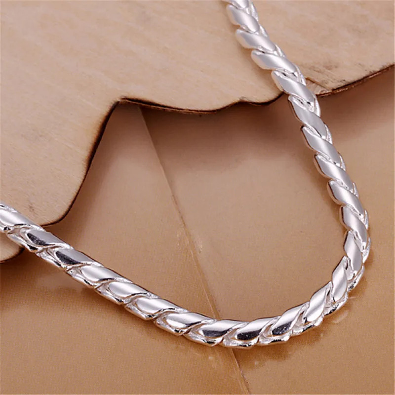 925 Sterling Silver Bracelets 4mm Snake Chain Screw Fits European Silver Charms