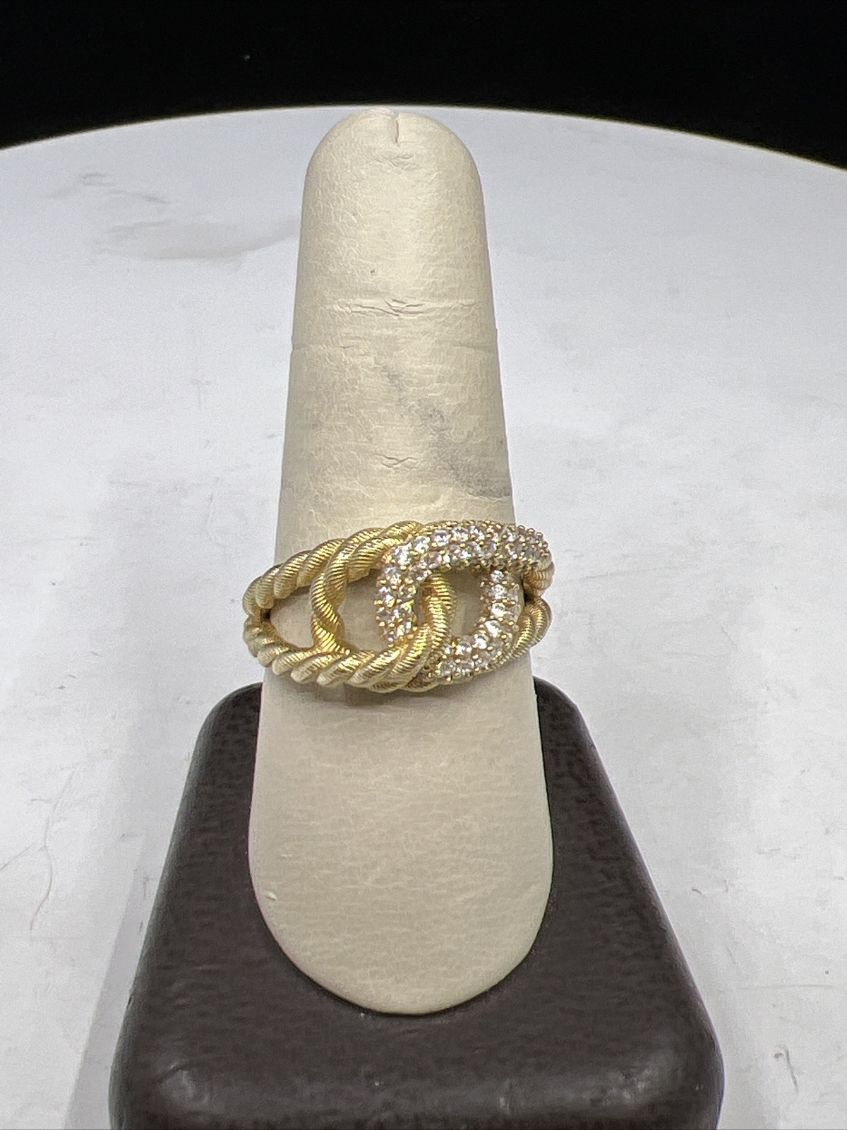 Judith Ripka 1.10 Bella Luce Diamond Simulated CZ Gold Clad Ring Sterling Silver
