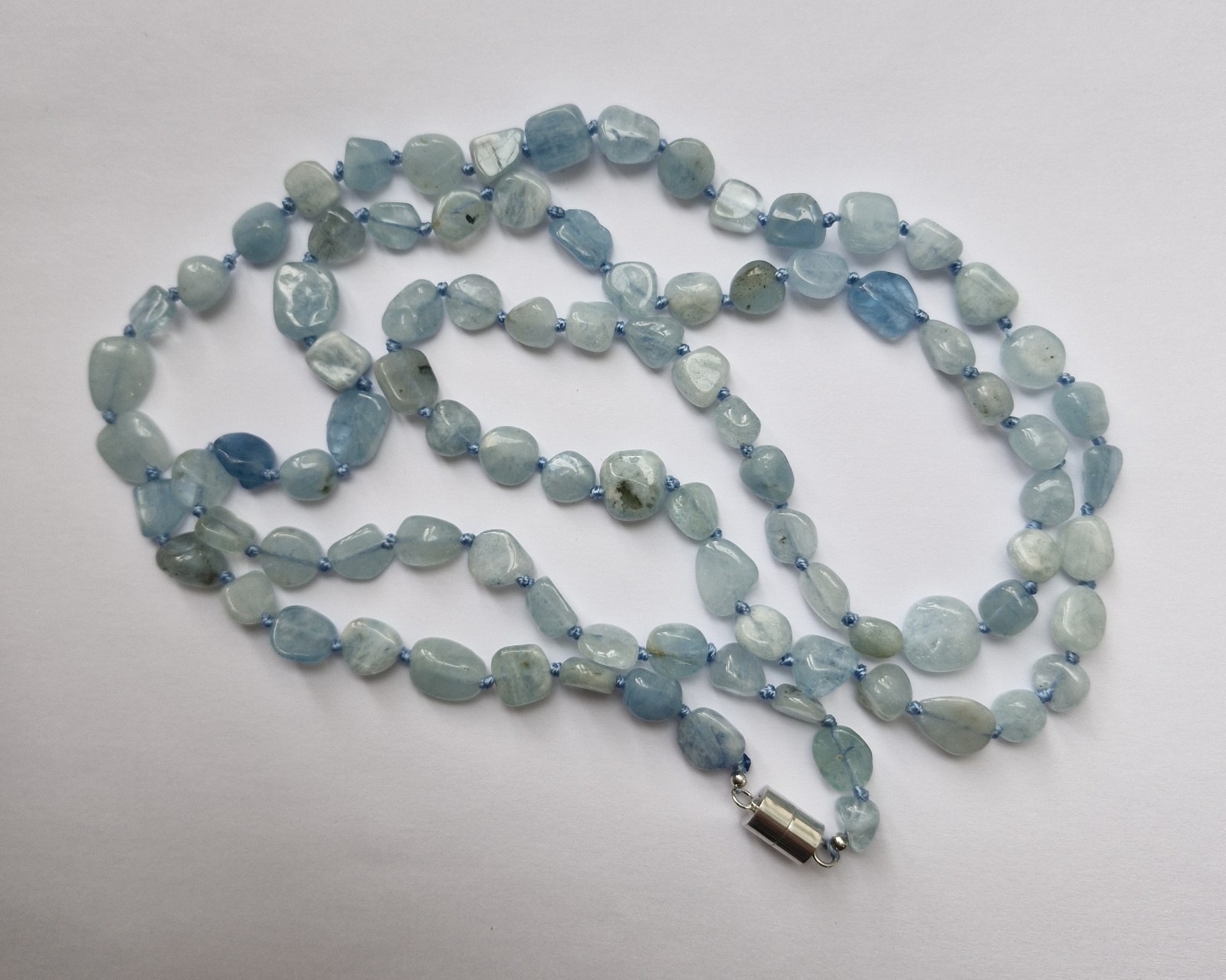 New Long Gemporia Aquamarine Bead Necklace