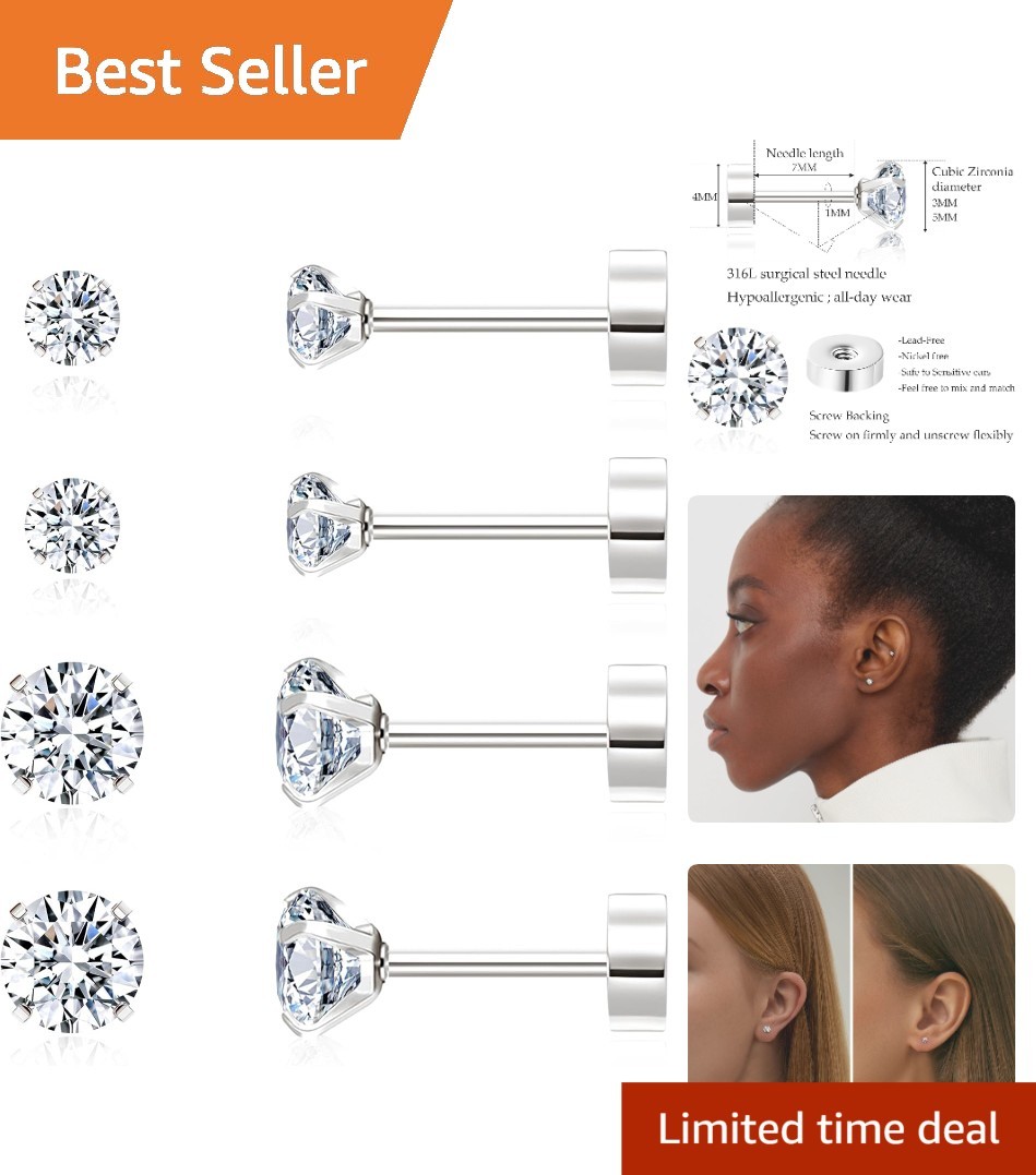 Multipack of Flat Back Cartilage Earrings – Perfect for Sensitive Skin