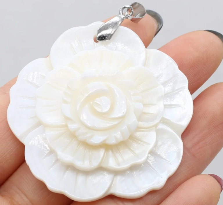 1PC 47mm Natural Mother of Pearl 3 Layer Flower White Shell Pendant for Jewelry