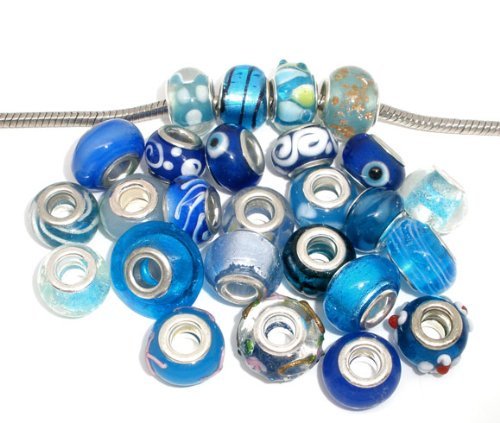 Ten Pack of Assorted “Blue Glass Lampwork” Murano Beads