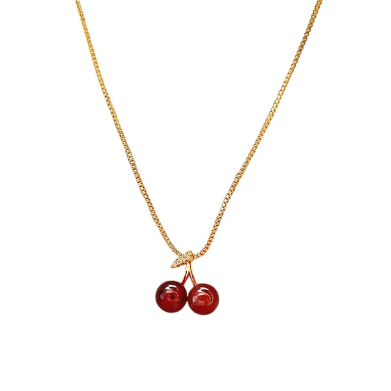 Stylish Fruit Inspired Golden Pendant Necklace For Women Casual Or Formal Event