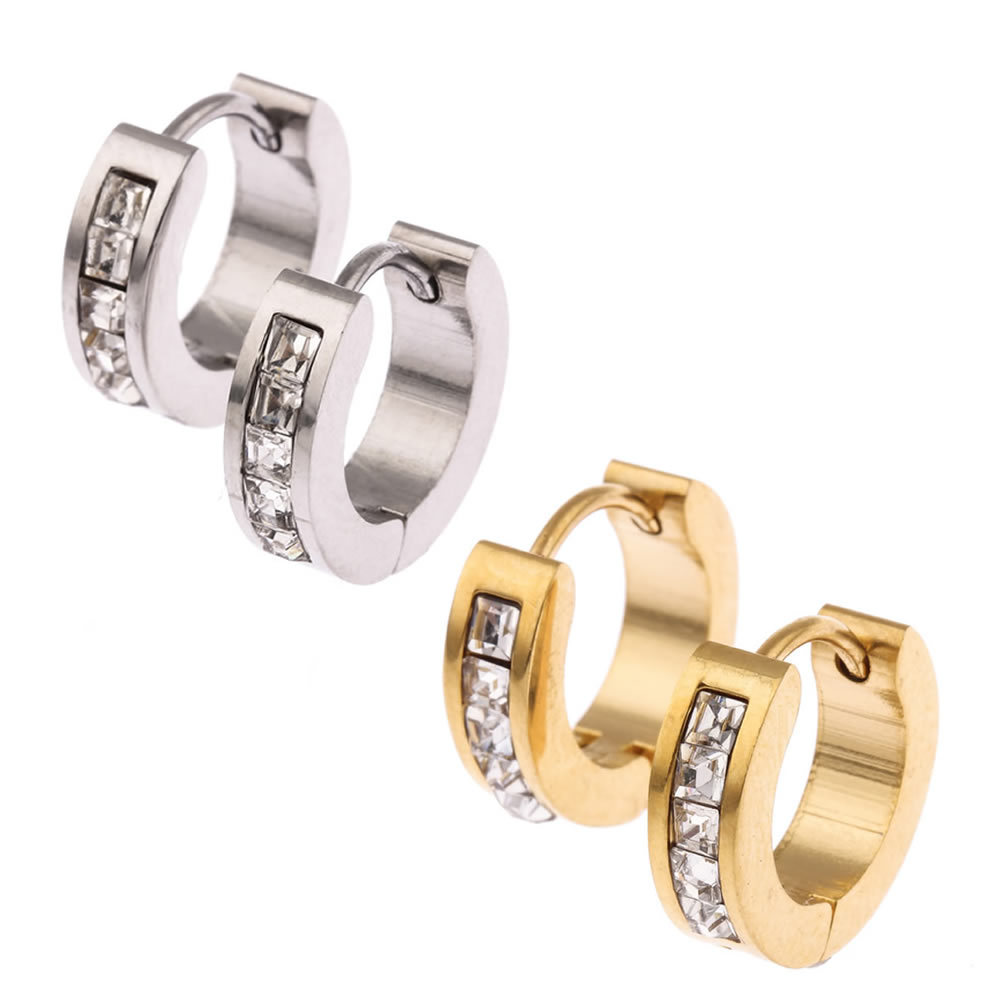 Stainless Steel Womens Mens Hoop Earrings Huggie Earrings CZ Piercings